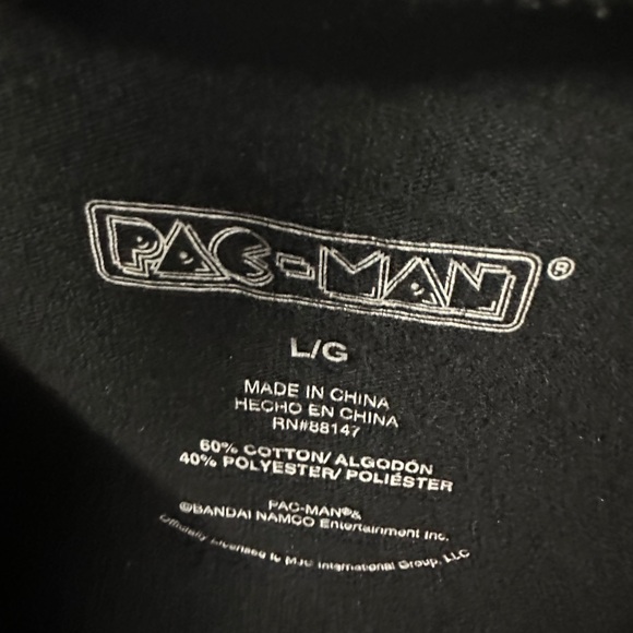 Pac Man Byte Me Black Retro Black Short Sleeve Graphic Tee TShirt Mens Large - Picture 3 of 3